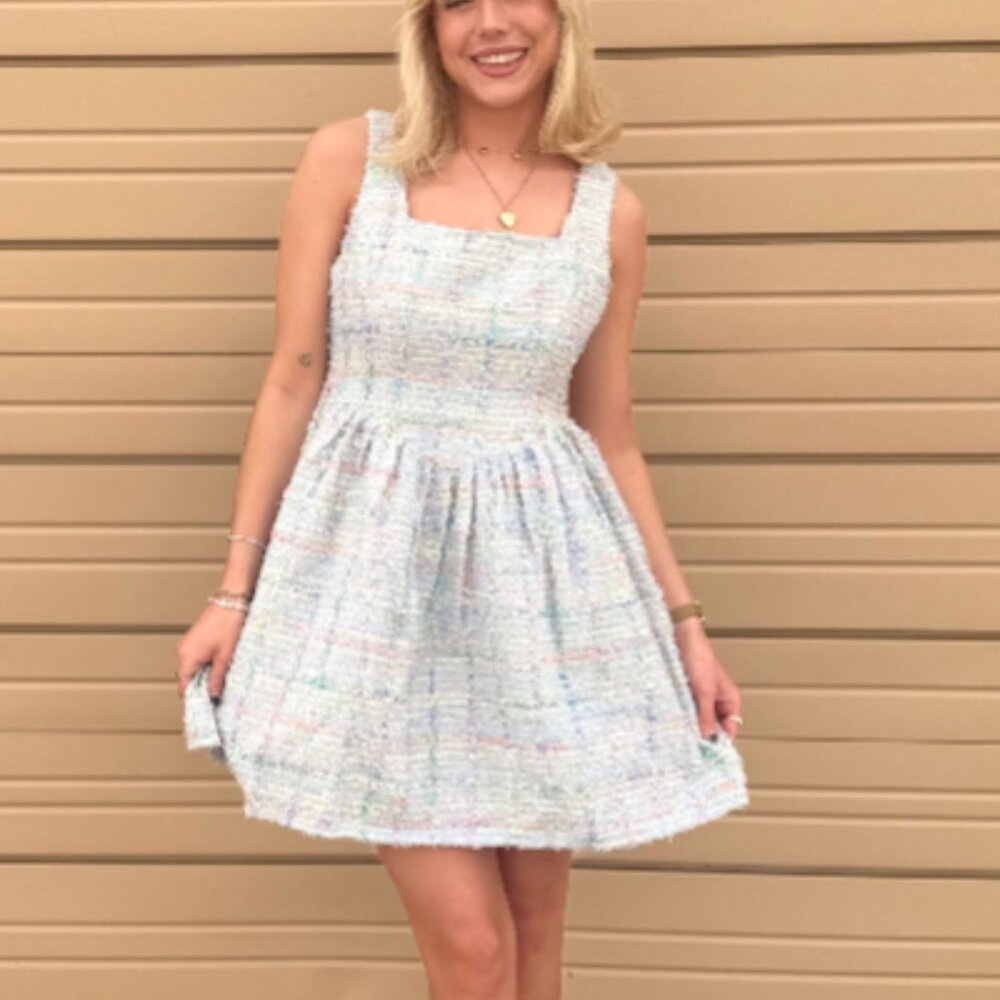 NEW Aureum Wren Tweed Mini Dress – Blue, NWT